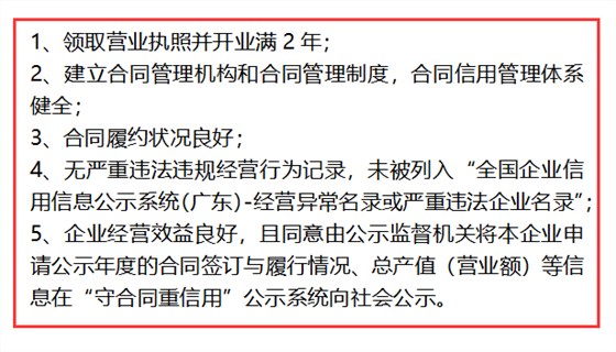 這些條件你都達(dá)不到，還想申報(bào)守合同重信用？別逗了！