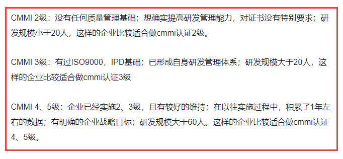 cmmi的五個級別到底是什么？做cmmi認證怎么選級別？有標準嗎？